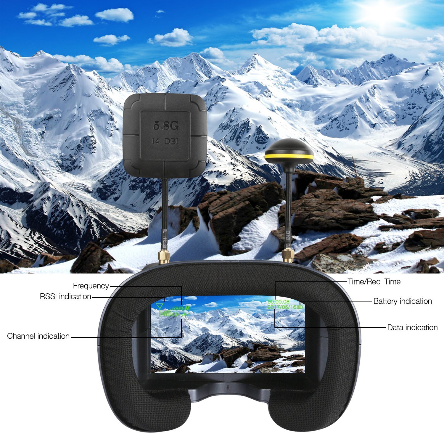 008D 5.8G 40CH 4.3 pouces 800* - Skyzone Sky04O Pro Fpv Goggles avis et prix